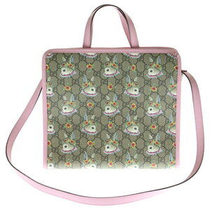 Gucci Handbag Yuko GG Pink Supreme Higuchi Beige Bag Tote Shoulder Leather Tan